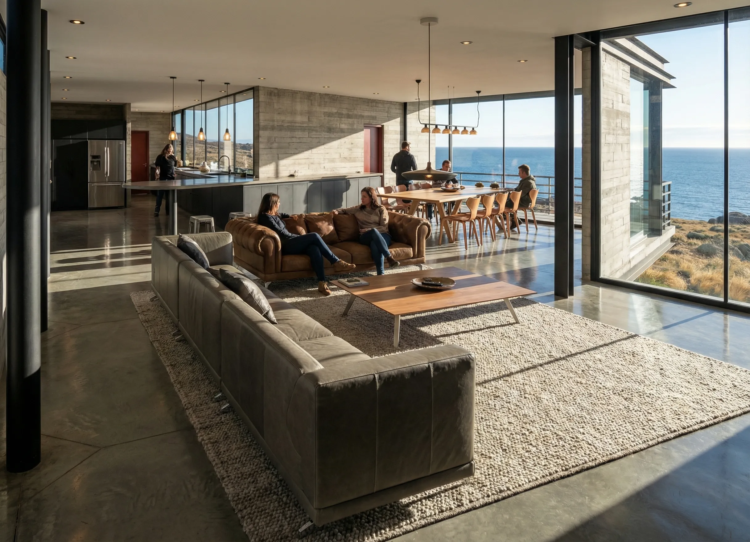 Render Estar-Cocina-Comedor de Casa Rioseco — PatagoniaBIM